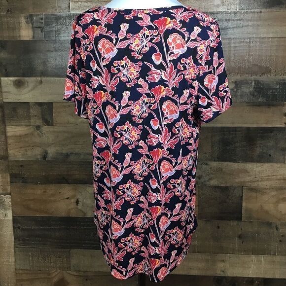 LulaRoe Simply Comfortable Top Black Floral Print Round Neck Short Sleeve XL - Picture 4 of 7